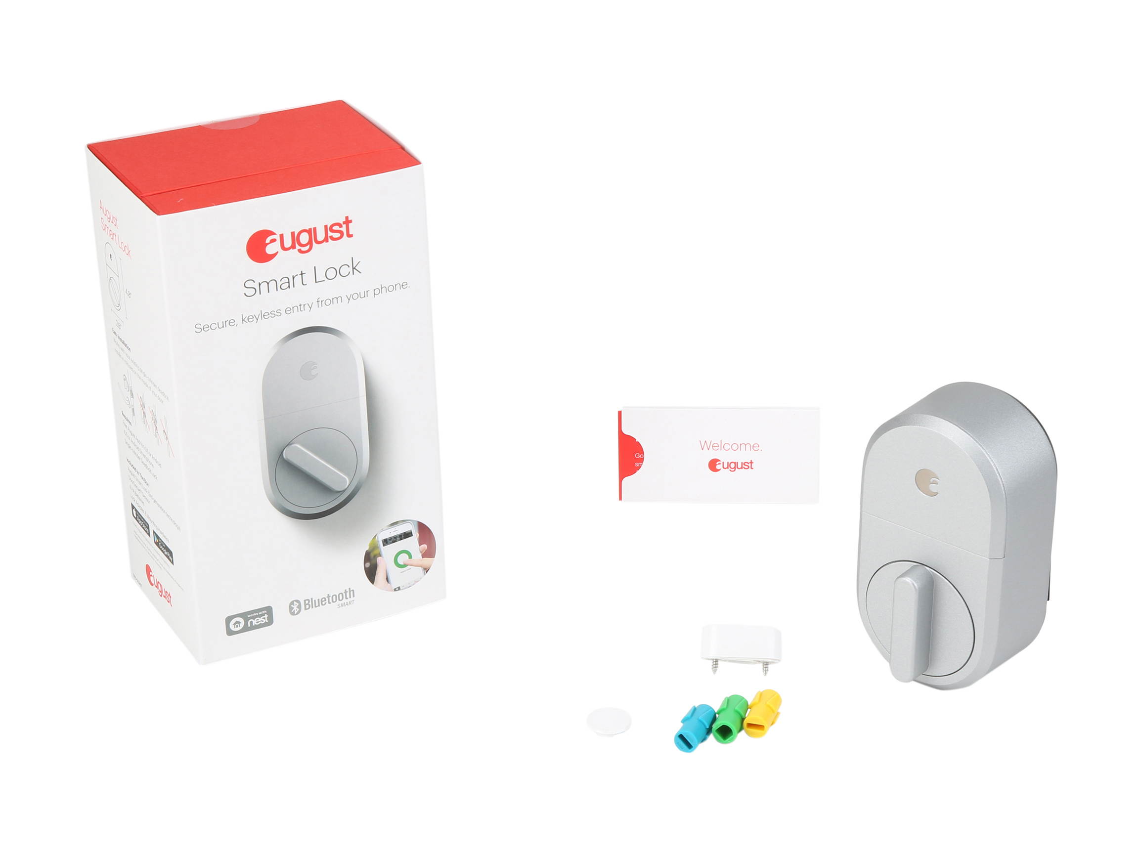 August Smart Lock, 3rd Gen Technology - Silver, Works with Alexa and Google Assistant