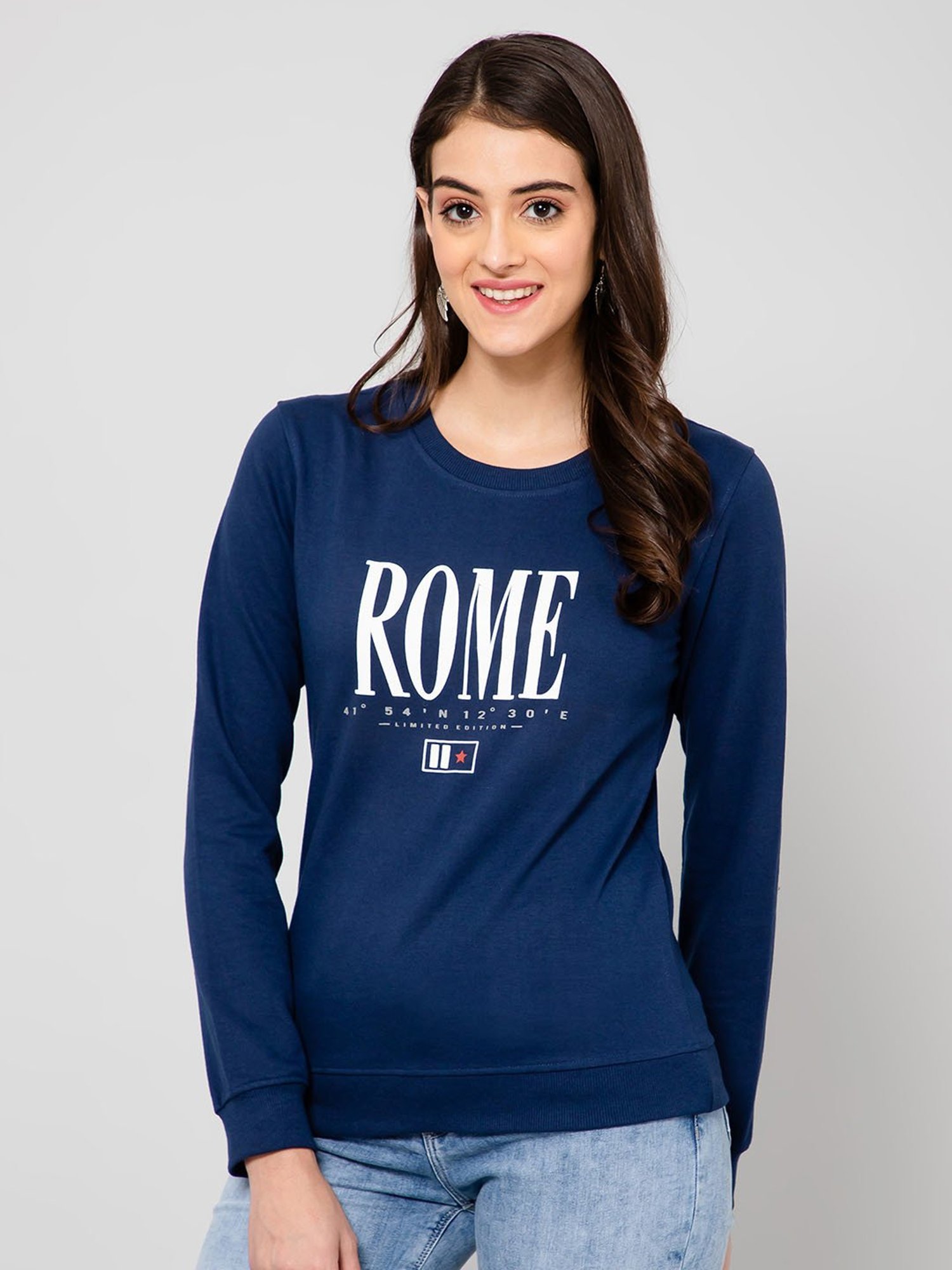 Crozo By Cantabil Navy Graphic Print Sweatshirt