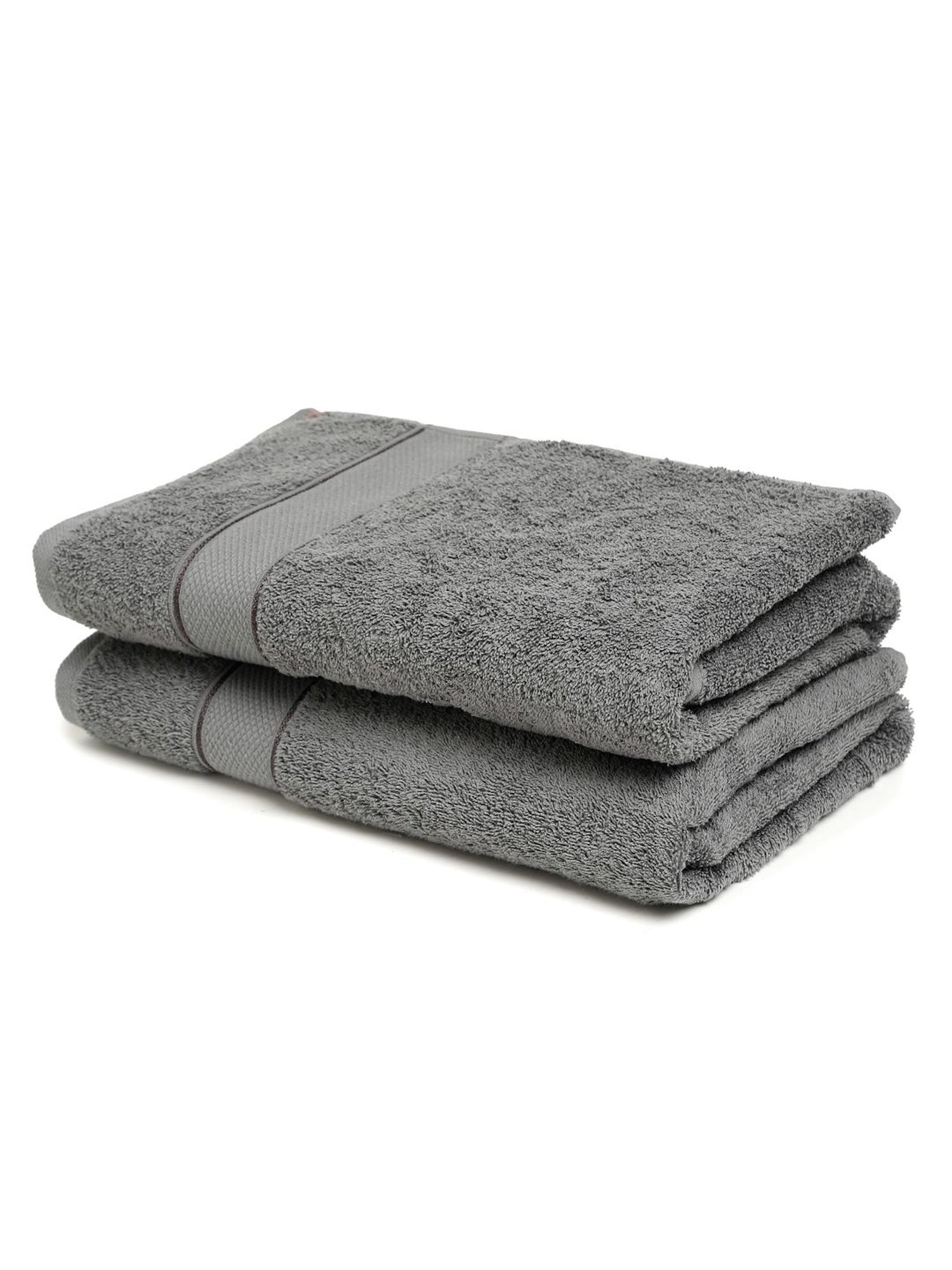 Creeva Grey 525 GSM Cotton Bath Towel Set of 2