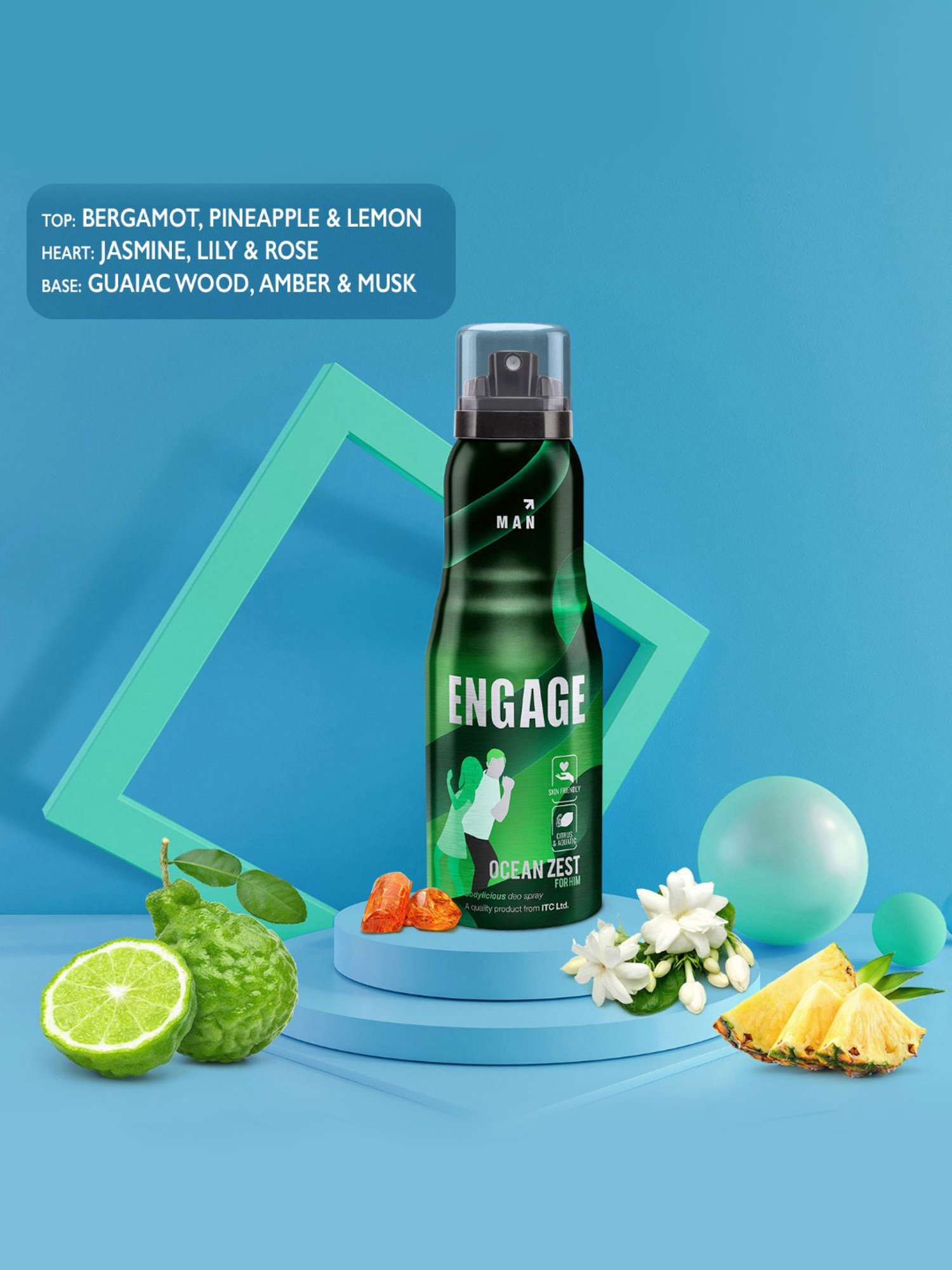 Engage Ocean Zest Deodorant for Men - 165 ml