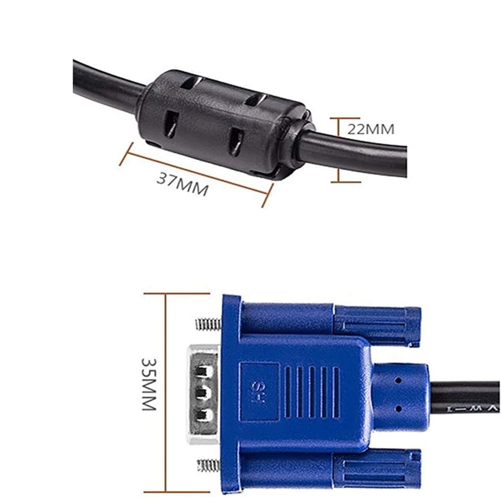 awen 15Pin 5FT Gold Plated DB15 VGA Male to Male Monitor Cable VGA to VGAHD| Blue| 1.5 Meters