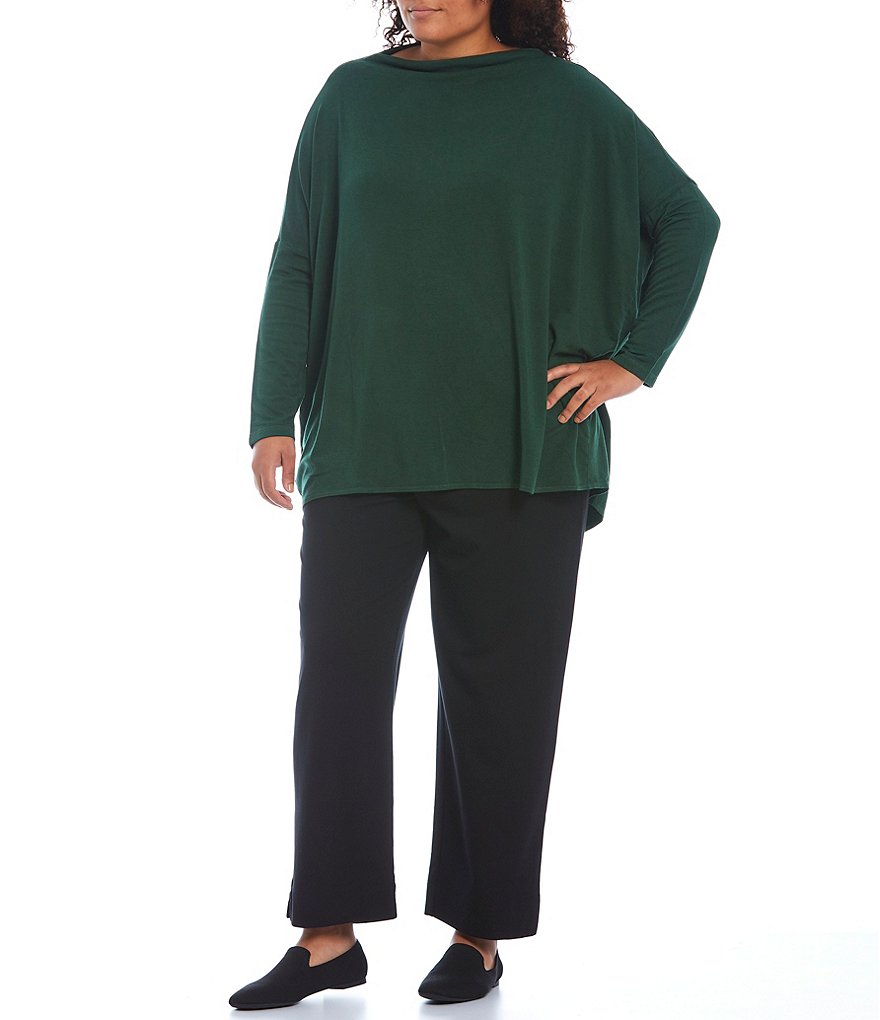Bryn Walker Plus Size Dimitri French Terry Dolman Long Sleeve Drape Boat Neck Tunic
