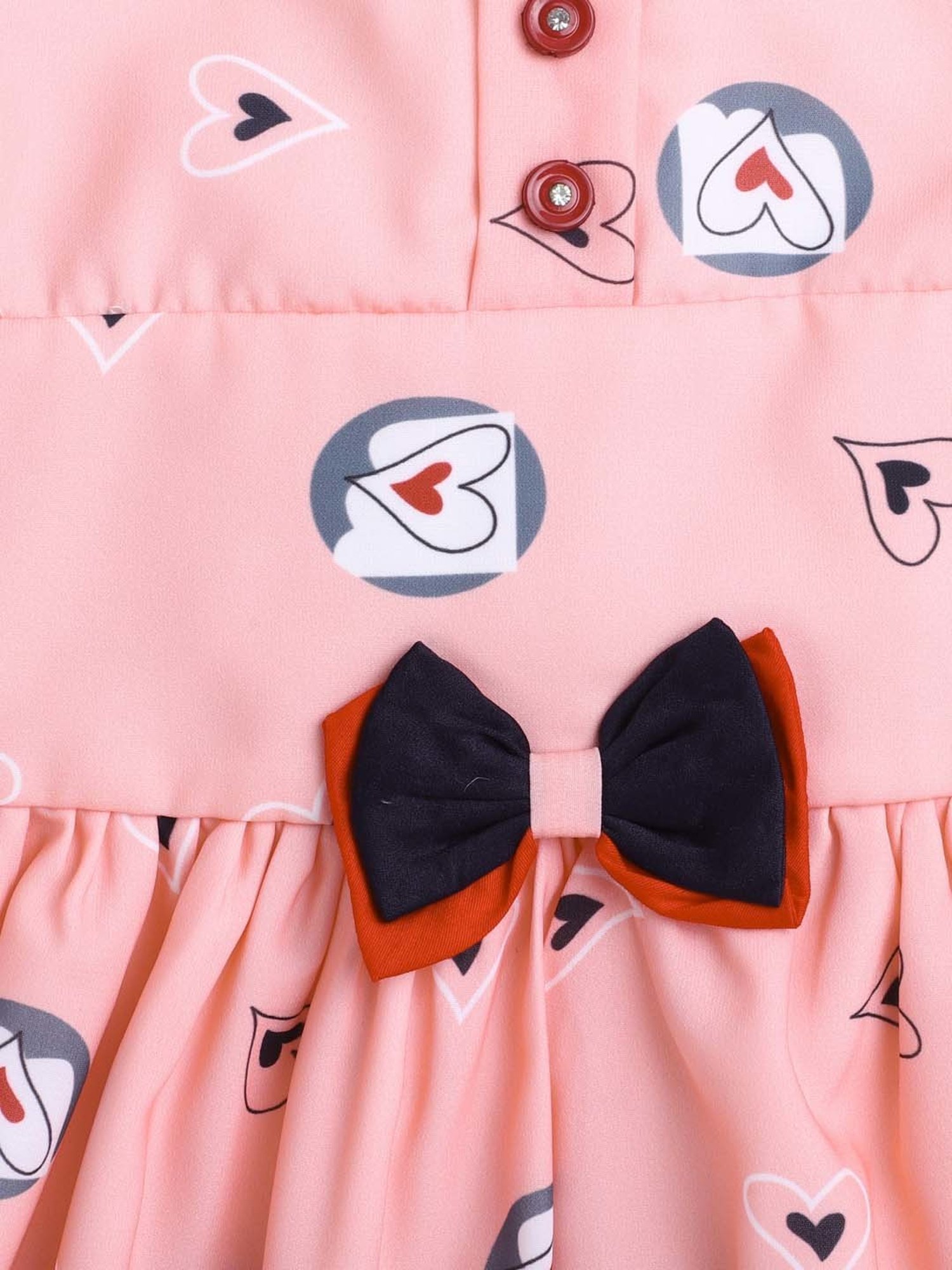 The Magic Wand Kids Peach Printed Dress