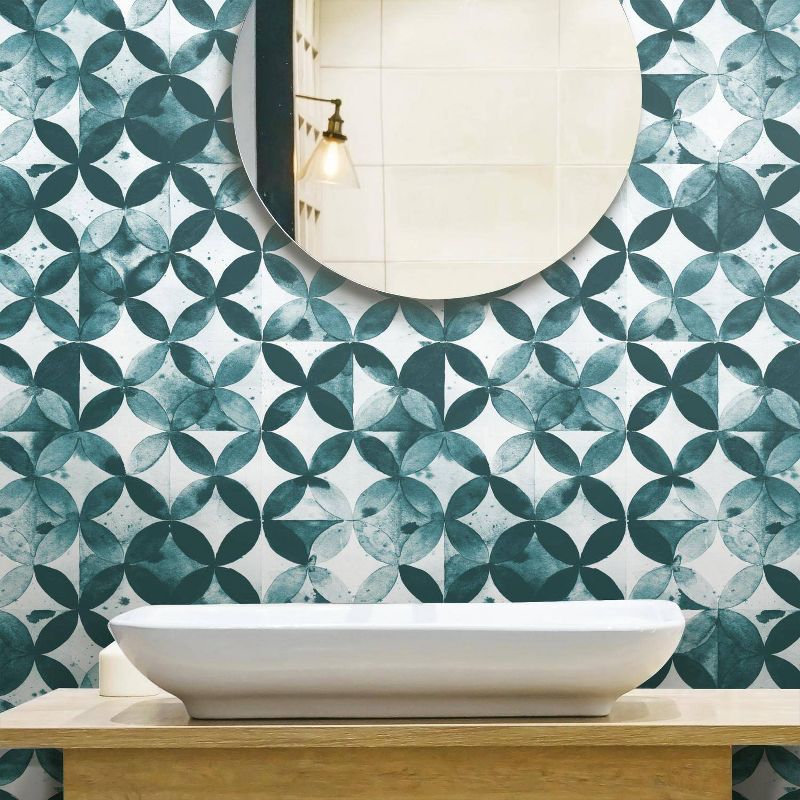 RoomMates Paul Brent Moroccan Tile Green Peel and Stick Wallpaper