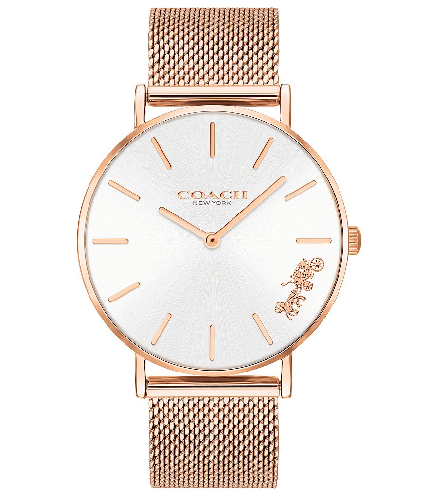 COACH Perry Rosegold Mesh Bracelet Watch