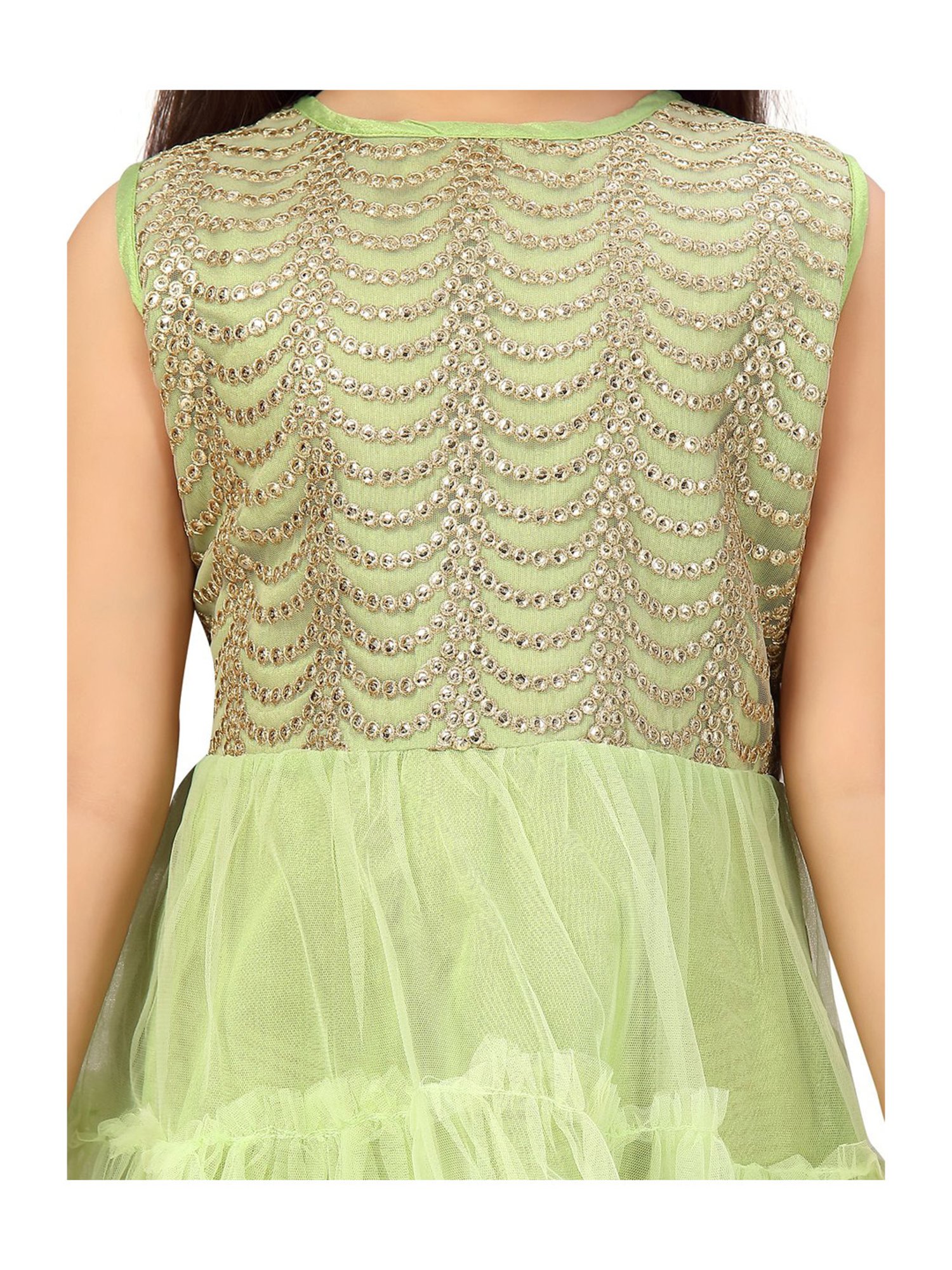 Aarika Kids Sea Green Embellished Dress