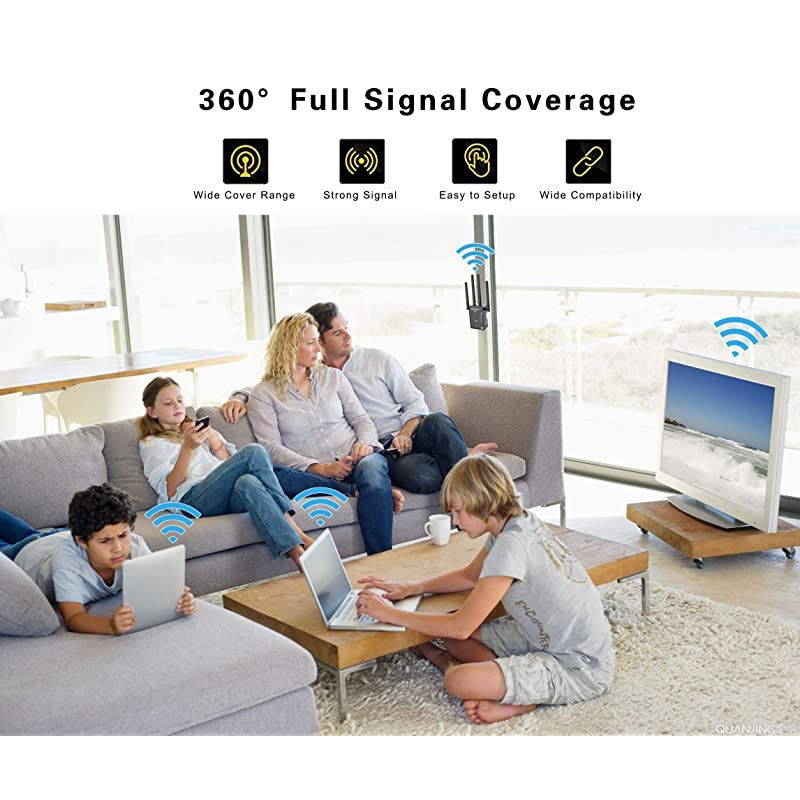 Range Extender Repeater, Latest 1200Mbps Repeater Wireless Signal Booster, 2.4 and 5GHz 360 Degree Full Coverage Extender Signal Amplifier with AP/Router/Repeater Mode