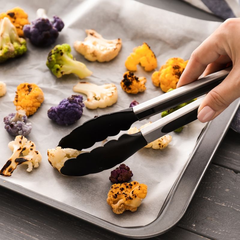 Zulay Kitchen Premium Set of Stainless Steel Tongs for Cooking, Grilling and Barbecue (Set of 2) - 12" and 9"