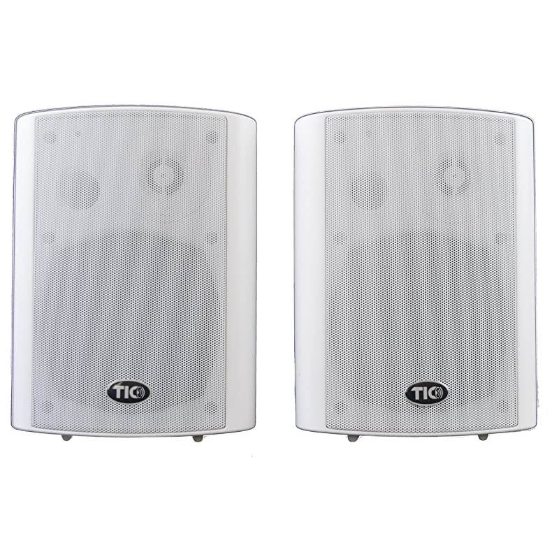 BPS5 5 quot Outdoor Weather Resistant Bluetooth Patio Speakers Pair White