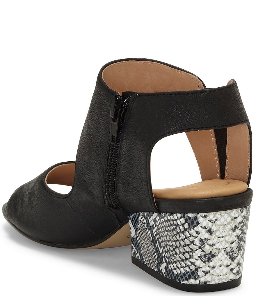 CC Corso Como Sayge Leather Snake Print Block Heel Sandals