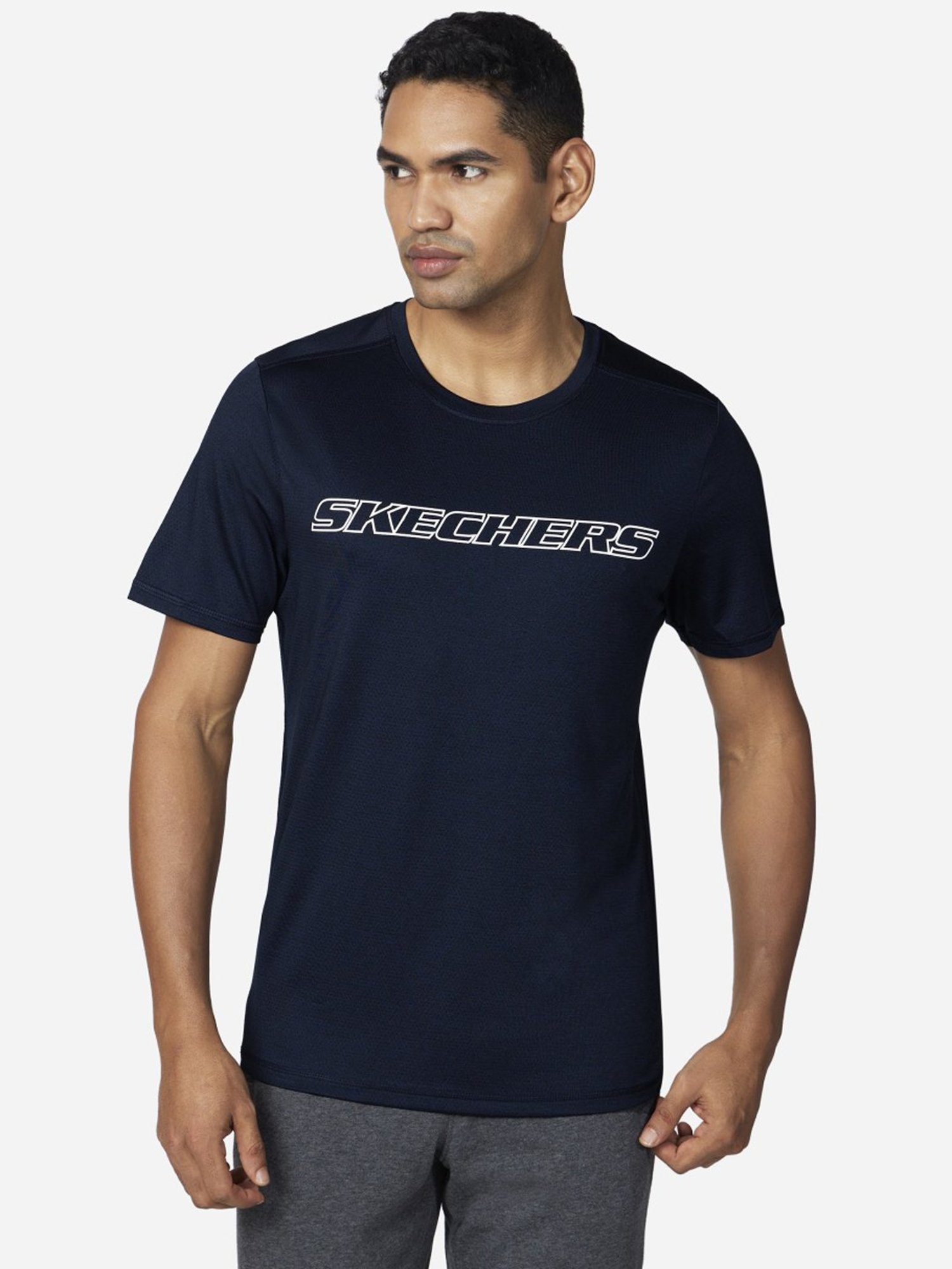 Skechers Navy Regular Fit Printed T-Shirt