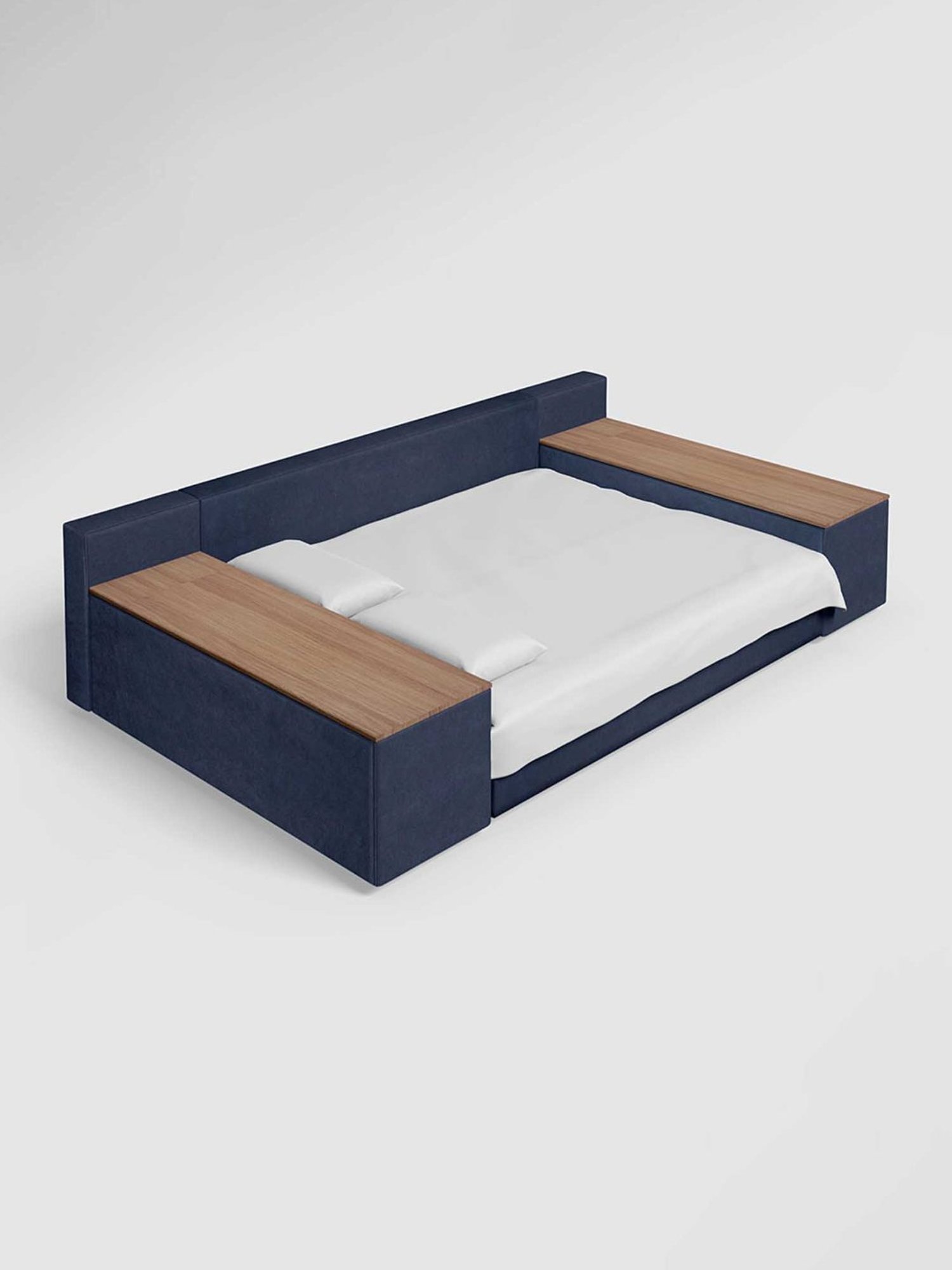 Godrej Interio Attix Quilted Dark Blue Fabric 3 Seater Sofa Cum Bed with Storage