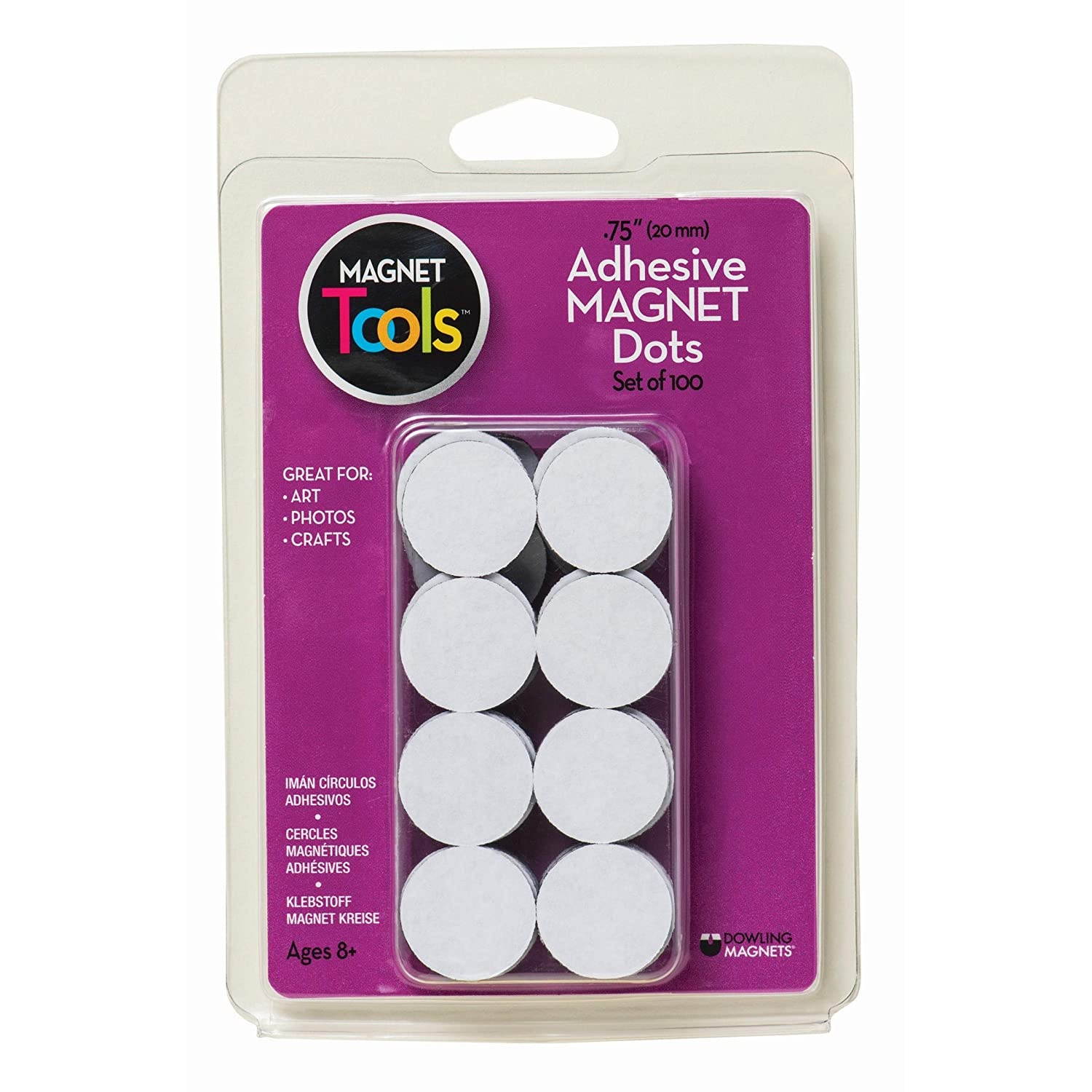 Dowling Magnets 735007 Adhesive Magnet Dots, 5.5" Height, 1" Width, 3.5" Length (Pack of 100)