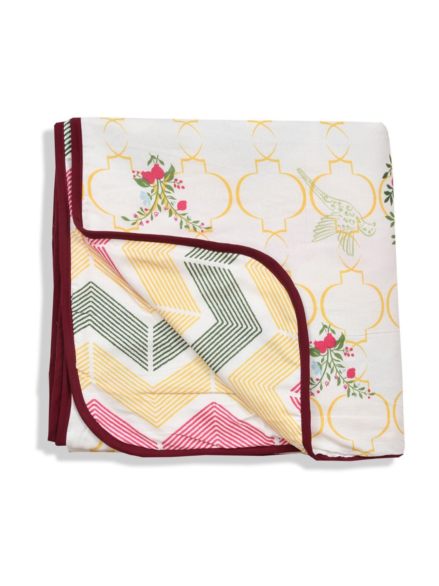 Haus & Kinder Printed Floral Multicolor Cotton Double Dohar