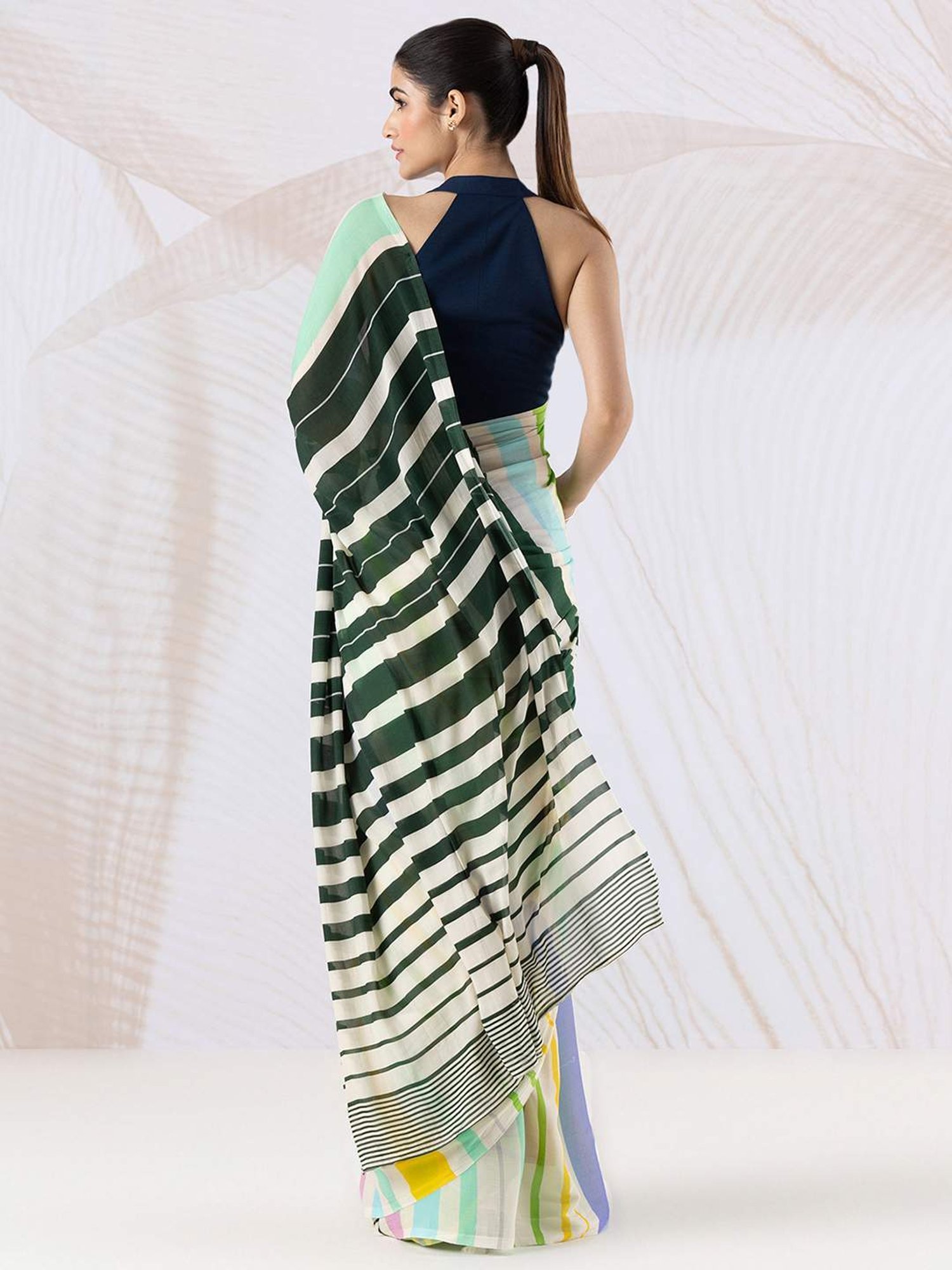 navyasa by liva Multicolored Printed Saree With Unstitched Blouse