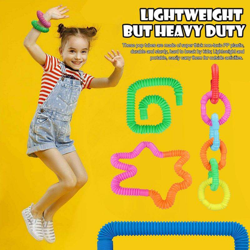 6 Pack Pull  Pop Tube Fidget Toy Sensory Tools Stress Relief Pipe for Kids Gift