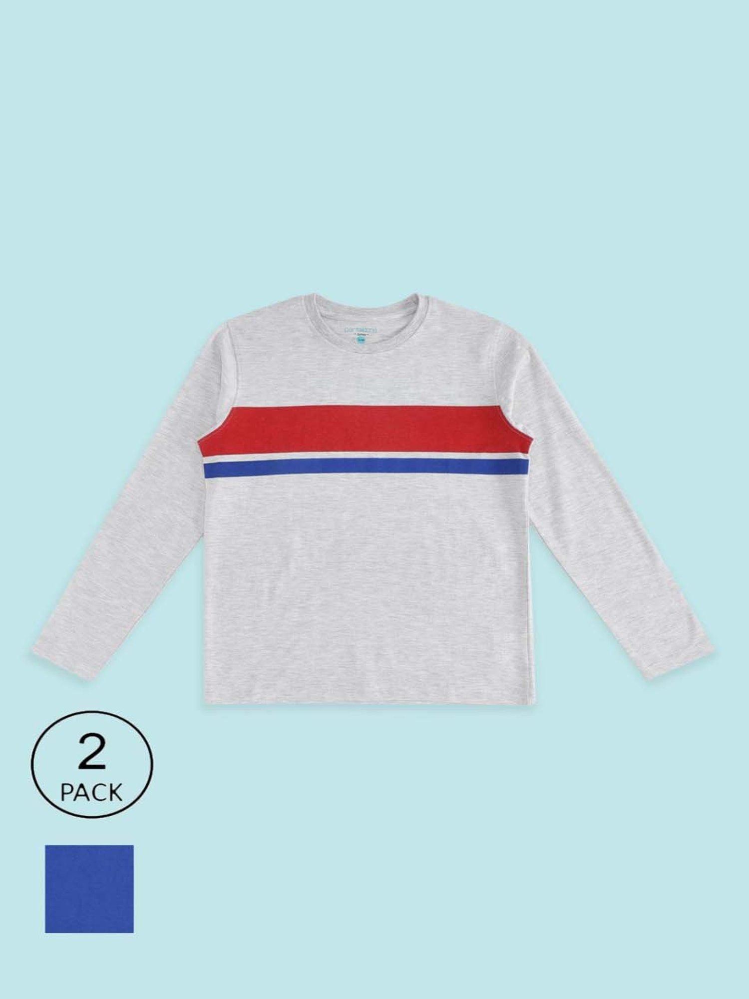 Pantaloons Baby Kids Blue & Grey Cotton Printed Full Sleeves T-Shirt