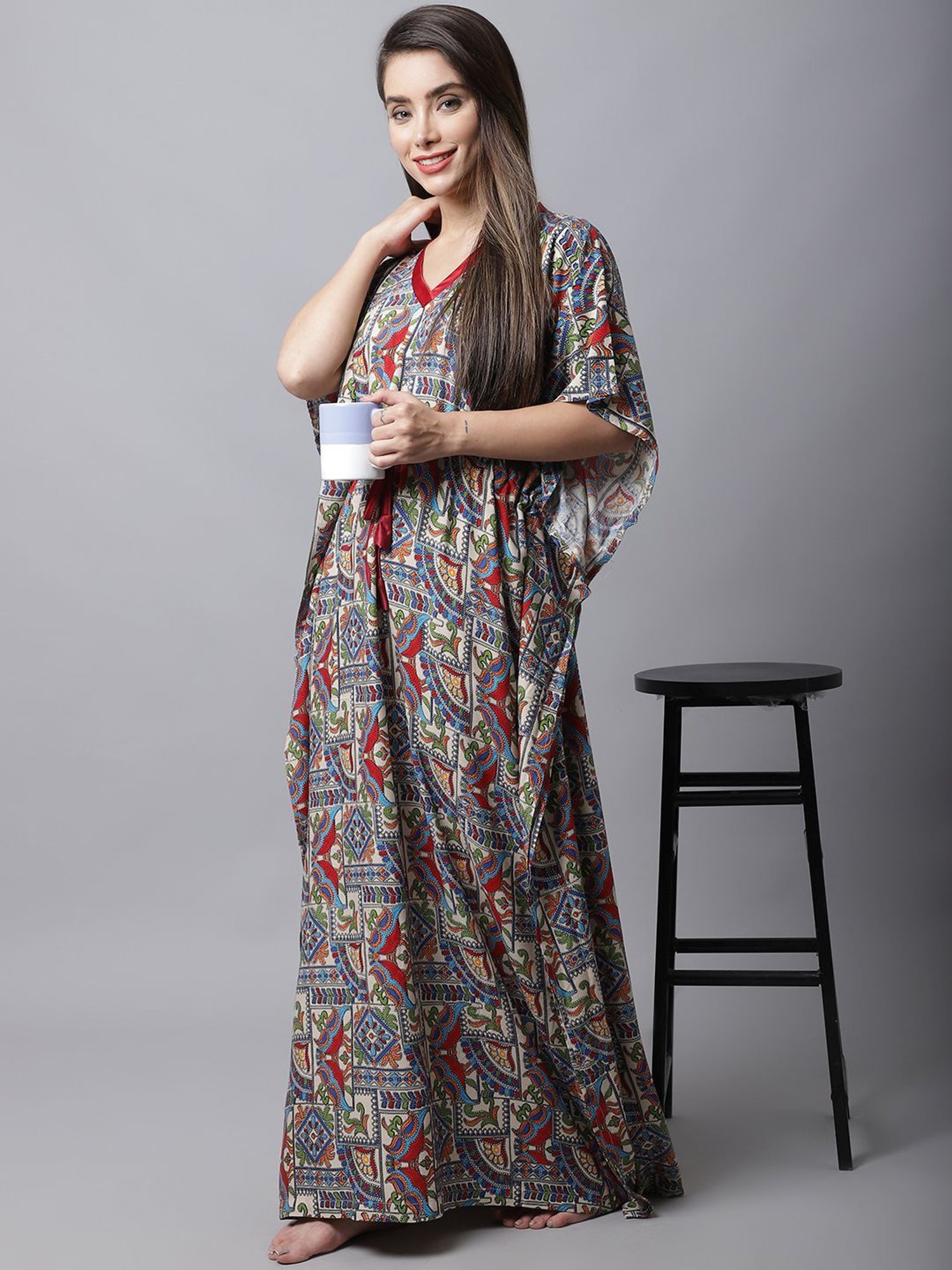 Boston Club Multicolored Cotton Printed Kaftan