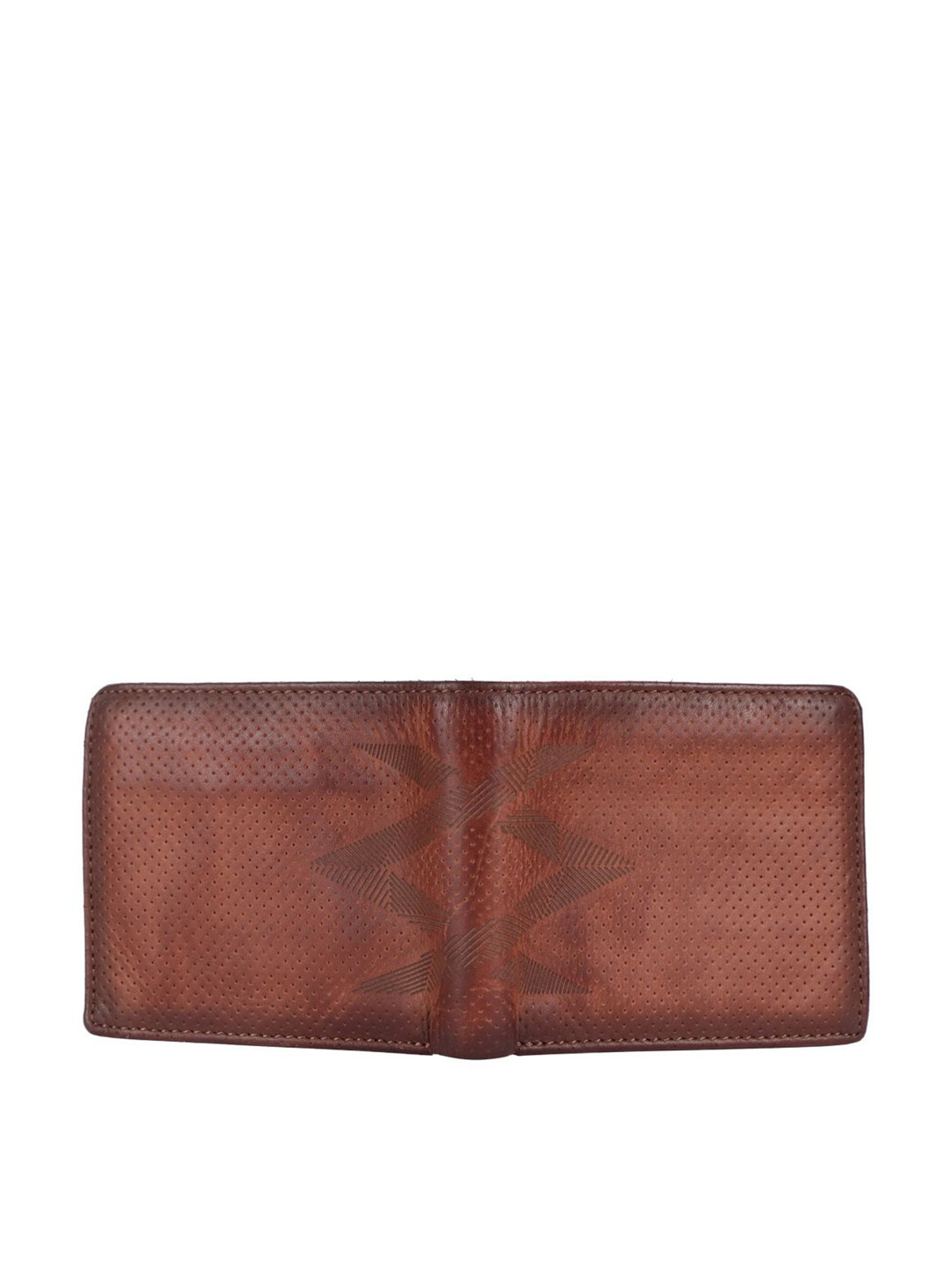KOMPANERO Theo Cognac Leather Textured Bi-Fold Wallet