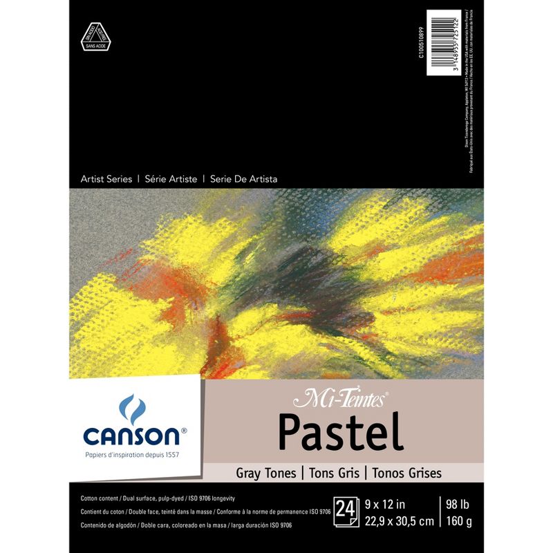 Canson Mi-Teintes Pastels Paper Pad 9"X12"-Gray Tones 24 Sheets
