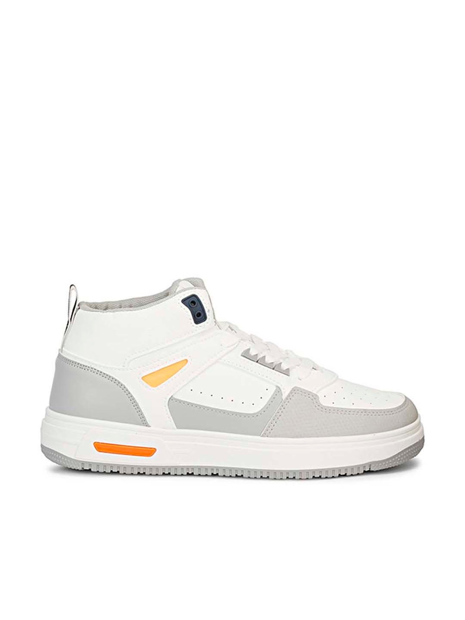 Mozafia Men's White & Grey Ankle High Sneakers