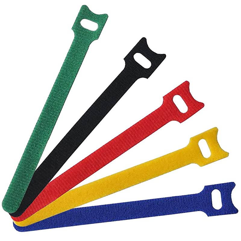 AA204 50 PCS Reusable Fastening Cable Ties Microfiber Cloth 6Inch Hook and Loop Cord Ties Multicolor