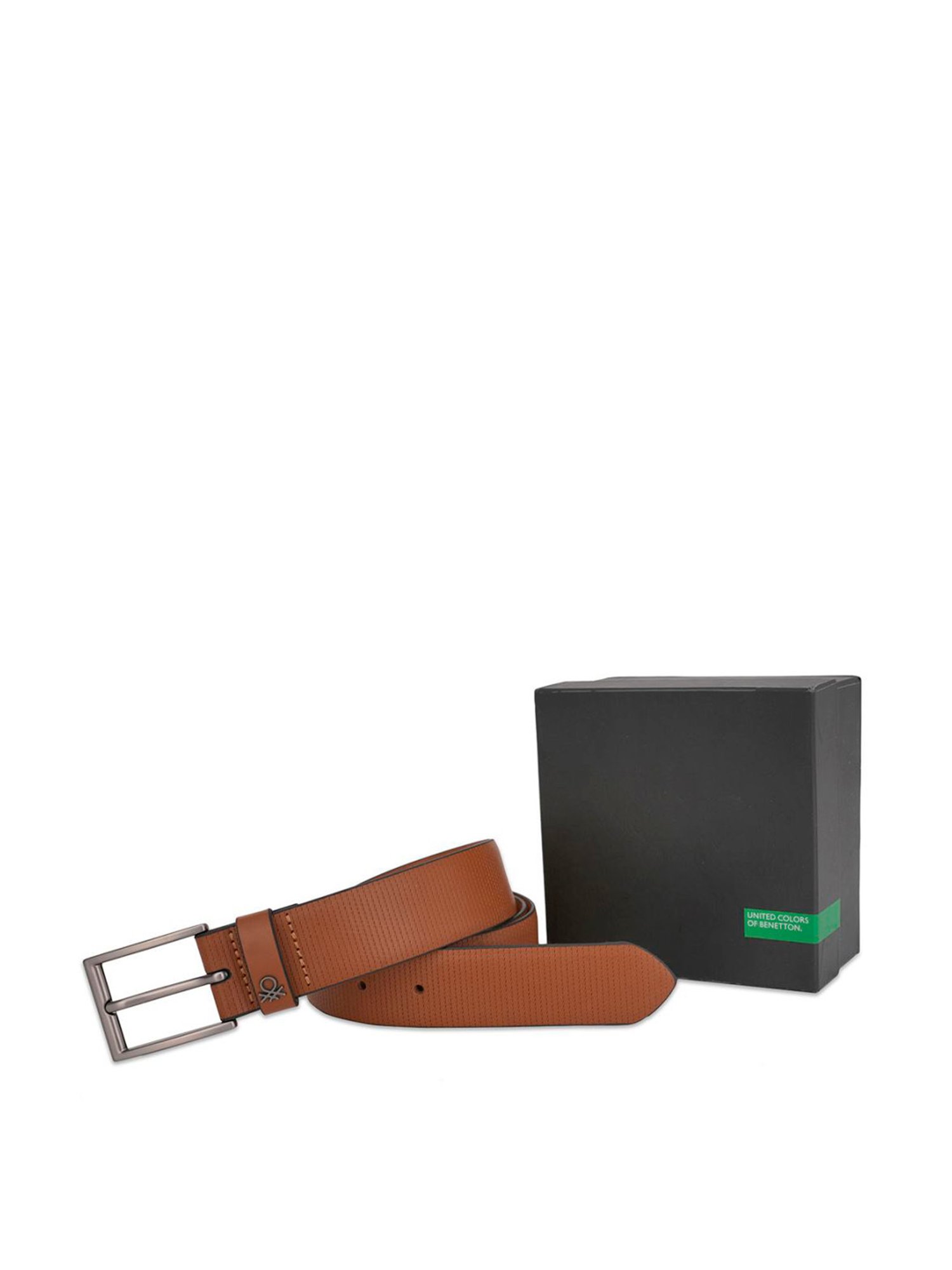 United Colors of Benetton Carcetti Tan Leather Textured Waist Belt