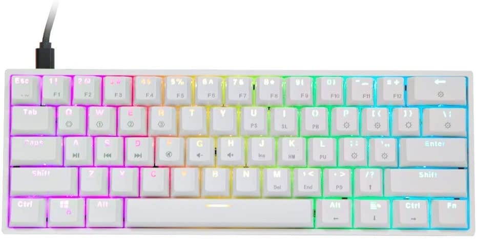 EPOMAKER SKYLOONG SK61 GK61 61 Keys Hot Swappable 60% Mechanical Keyboard with RGB Backlit, Doubleshot ABS Keycaps, Dustproof for Win/Mac/Gamers(Gateron Optical Brown, White
