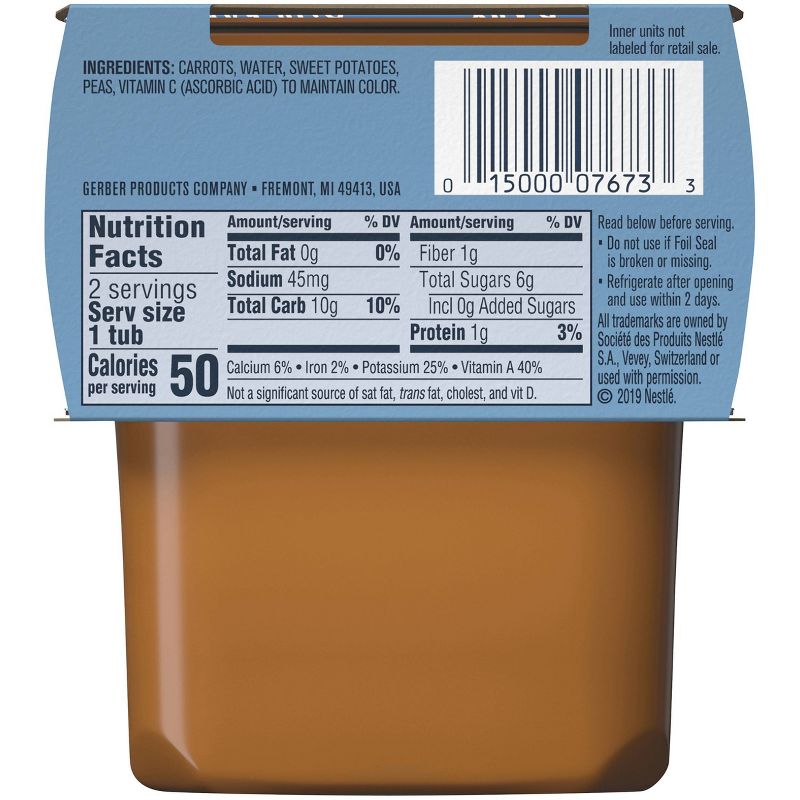Gerber Sitter 2nd Foods Carrot Sweet Potato Pea Baby Meals - 2ct/4oz Each