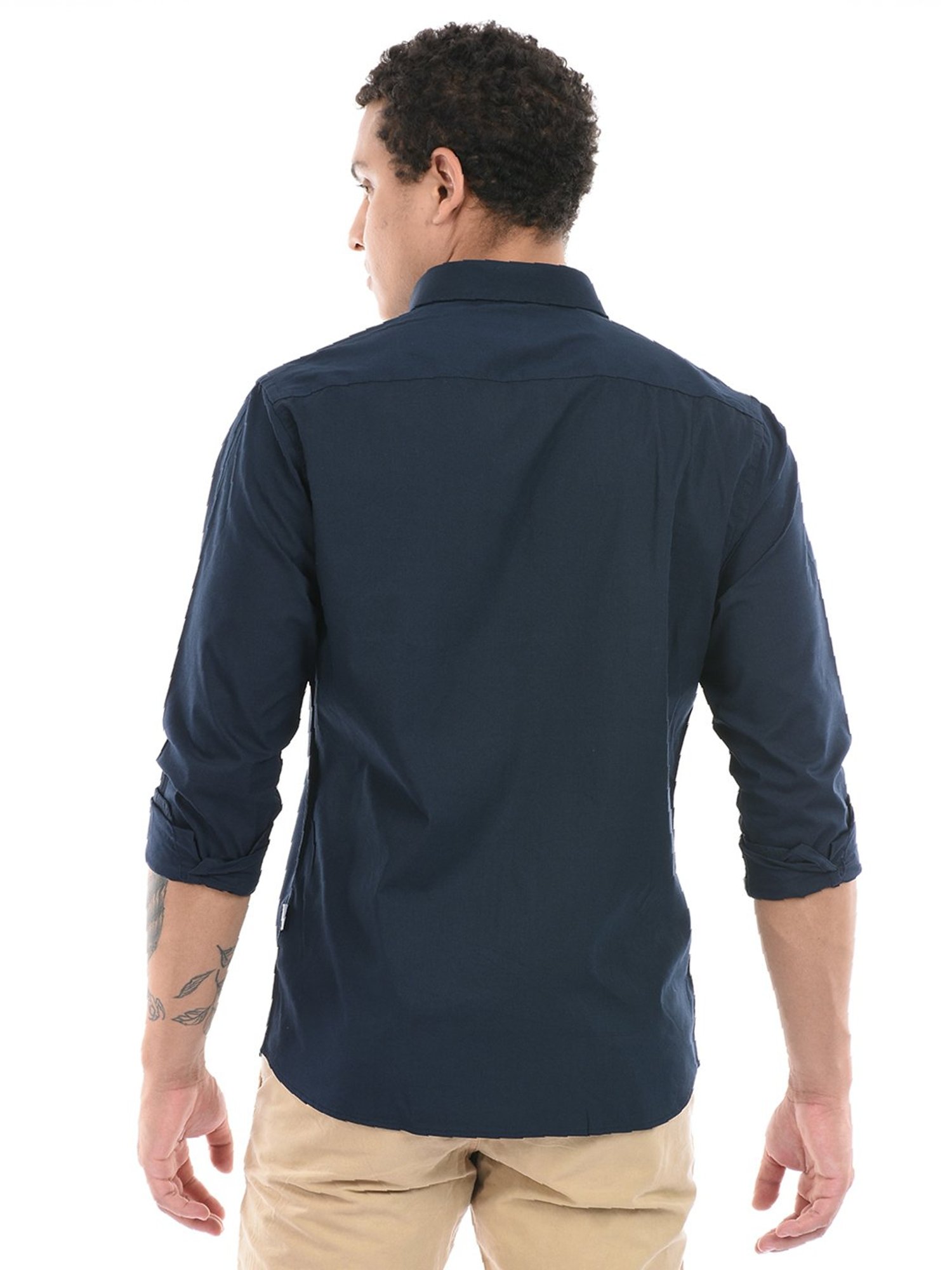 London Fog Navy Regular Fit Shirt