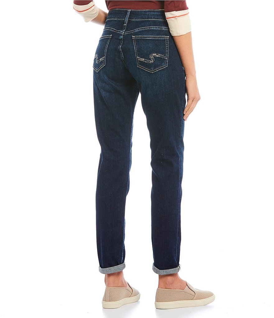 Silver Jeans Co. Rolled Cuff Dark Wash Boyfriend Jeans