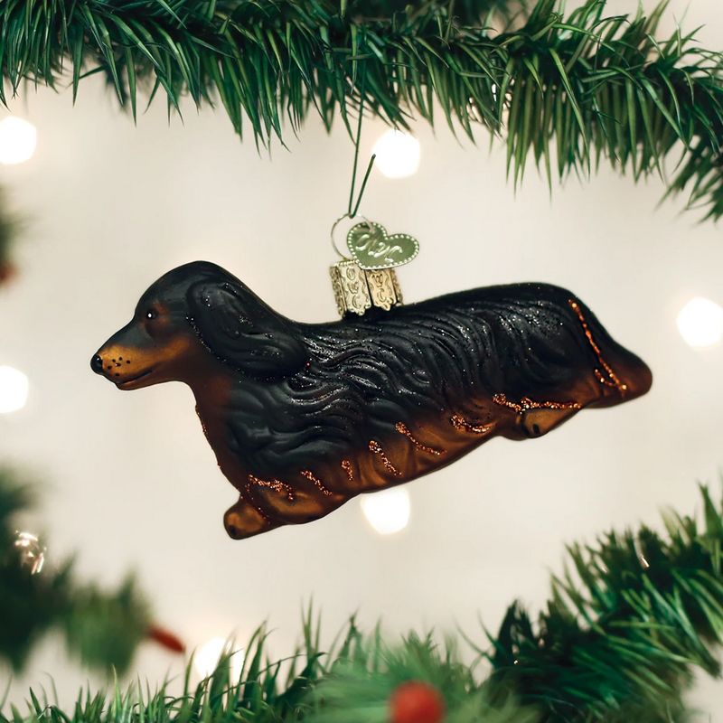 Old World Christmas 2.0" Long-Haired Dachshund Ornament Dog Puppy  -  Tree Ornaments