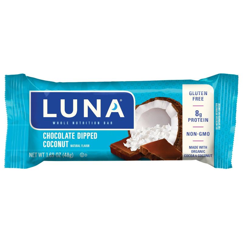 LUNA Chocolate Dipped Coconut Nutrition Bars - 6ct
