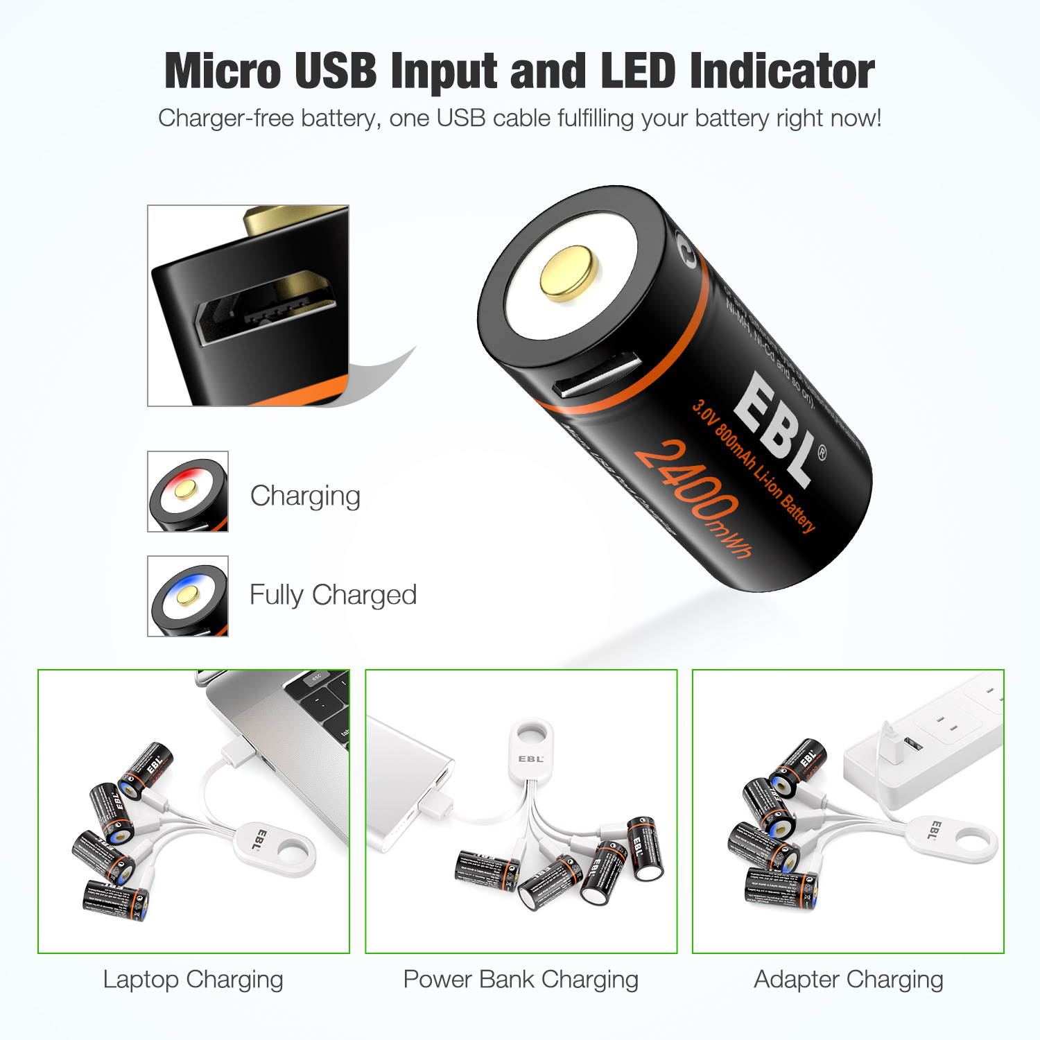 EBL 8pcs 800mAh Lithium Rechargeable Battery 3V Li-ion Batteries for Arlo Wireless Camera VMC3030 VMS3130 VMS3330 VMS3430 VMK3200