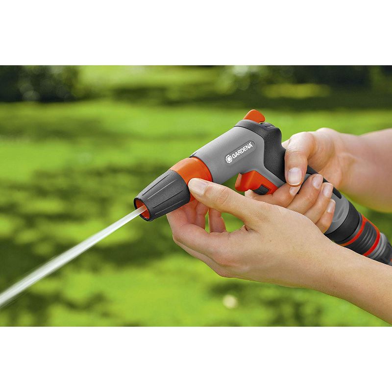 Gardena Frost Proof Adjustable 2 in 1 Hose Nozzle for Garden Water Hose, Orange