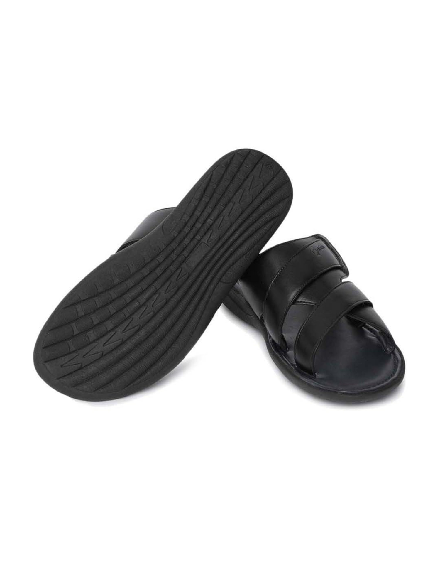 Gabicci Men's Black Cross Strap Sandals