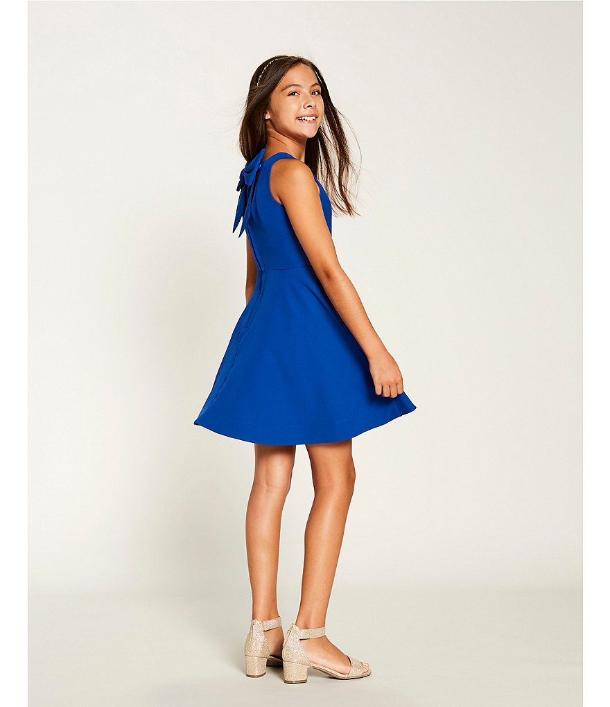 Rare Editions Big Girls 7-16 Sleeveless Bow-Back Fit-And-Flare Dress