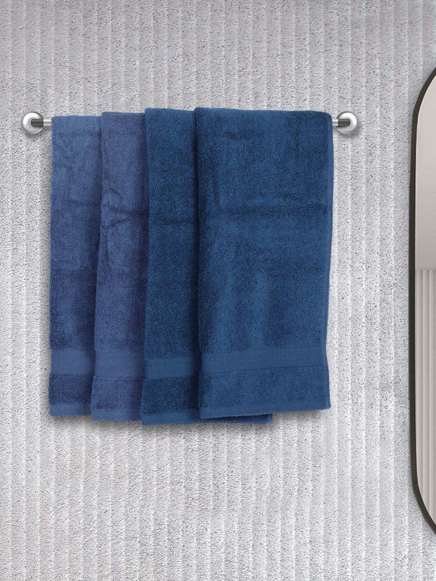 BIANCA Zero-Twist 100% Cotton Ultra-Fluffy Towels -4pc Hand Towel (paradiso) solid-navy