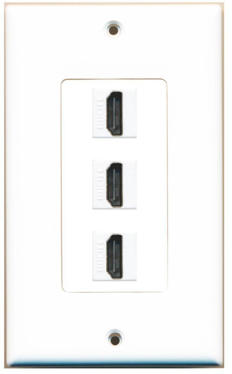 3 Port HDMI F/F Wall Plate DecorZ White