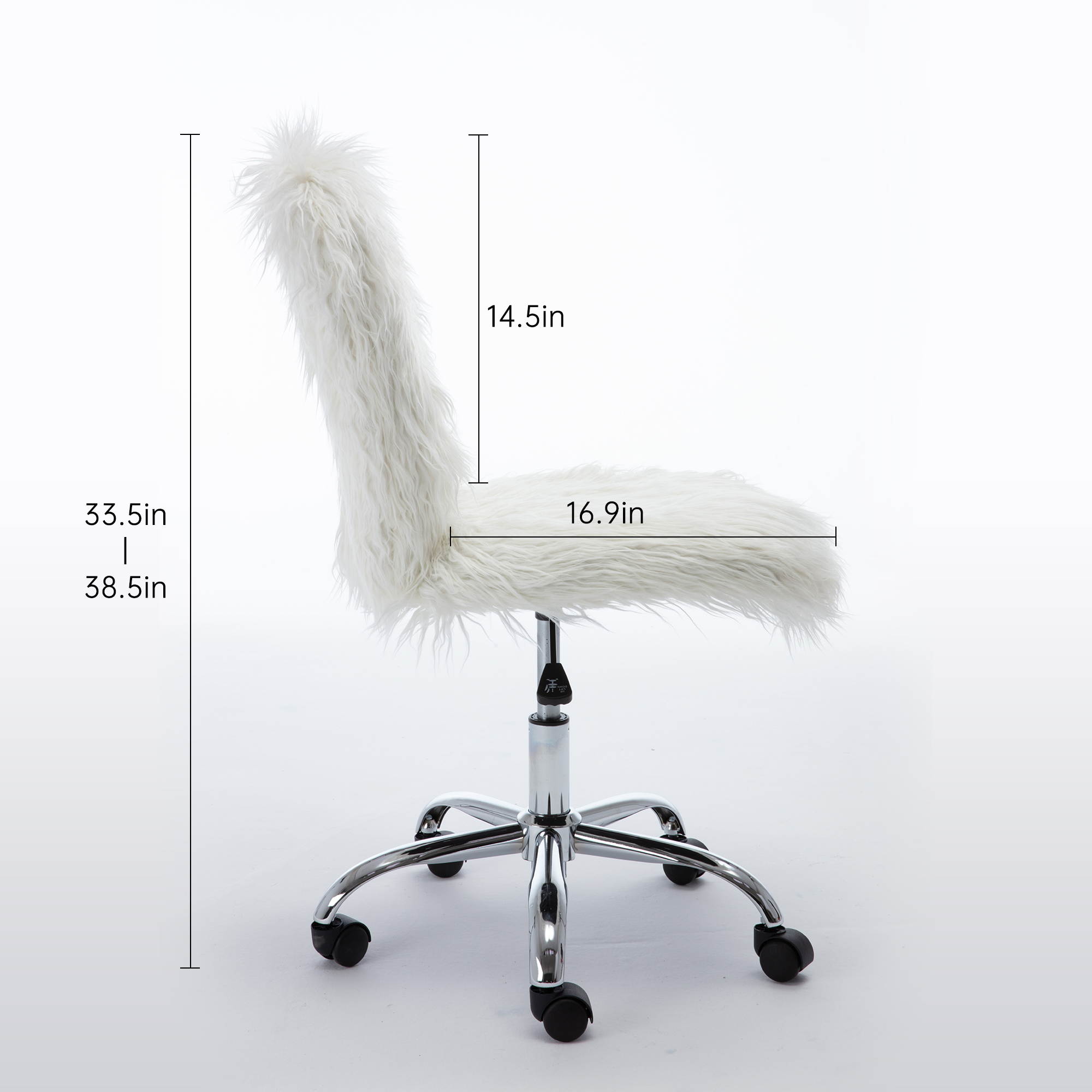 Faux Fur Flokati Armless Office Chair, White