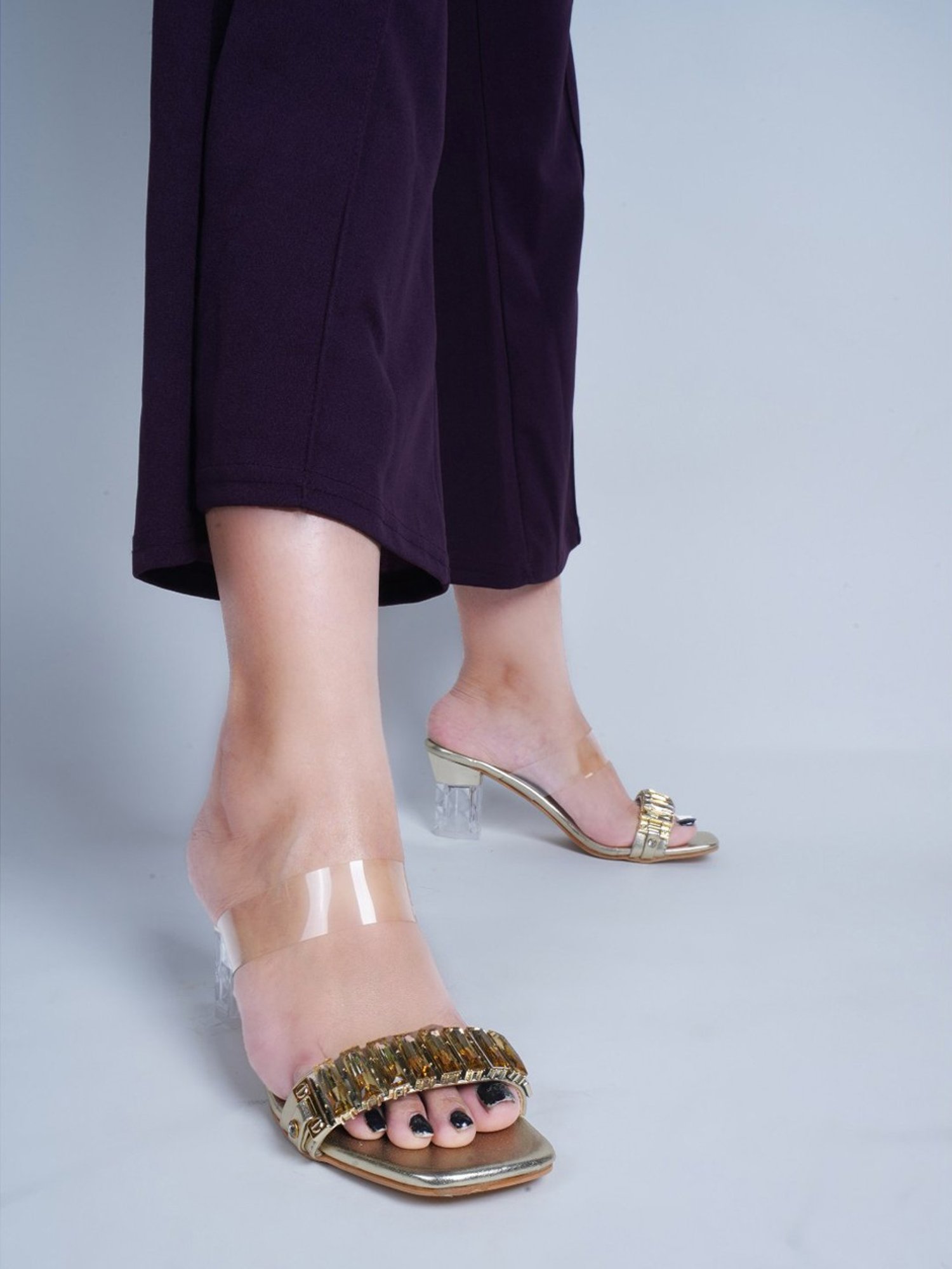 The White Pole Women's Golden Casual Sandals