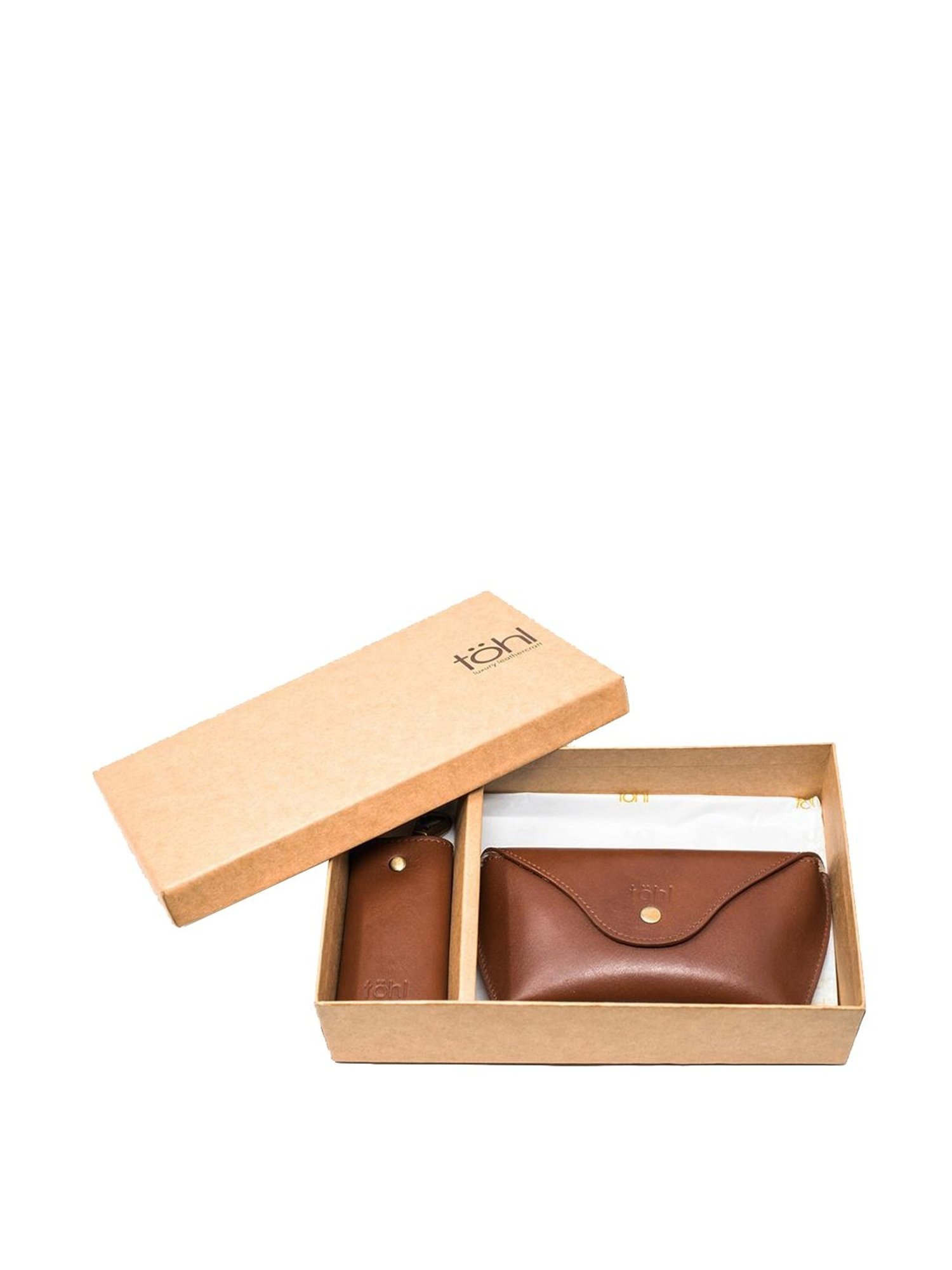 Tohl Verao Tan Leather Solid Keychain & Eyewear Case Set