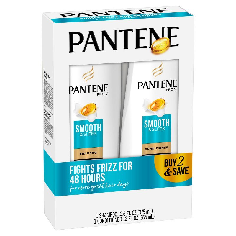 Pantene Pro-V Smooth & Sleek Shampoo and Conditioner Bundle Pack - 24.6 fl oz
