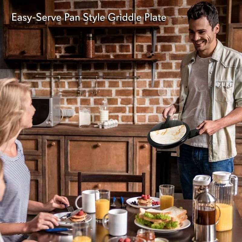 NutriChef Electric Plug In Countertop Crepe Maker and Griddle Hot Plate Cooktop with Automatic Temperature Control, and Cool Touch Handle, Black