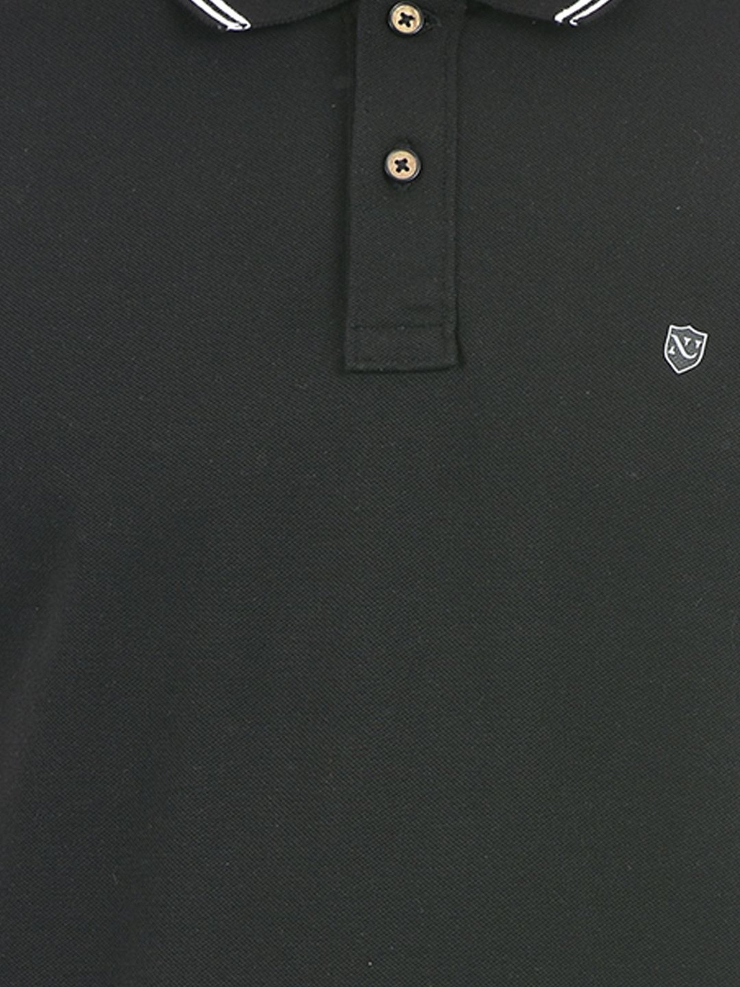 Numero Uno Black Cotton Slim Fit Polo T-Shirt