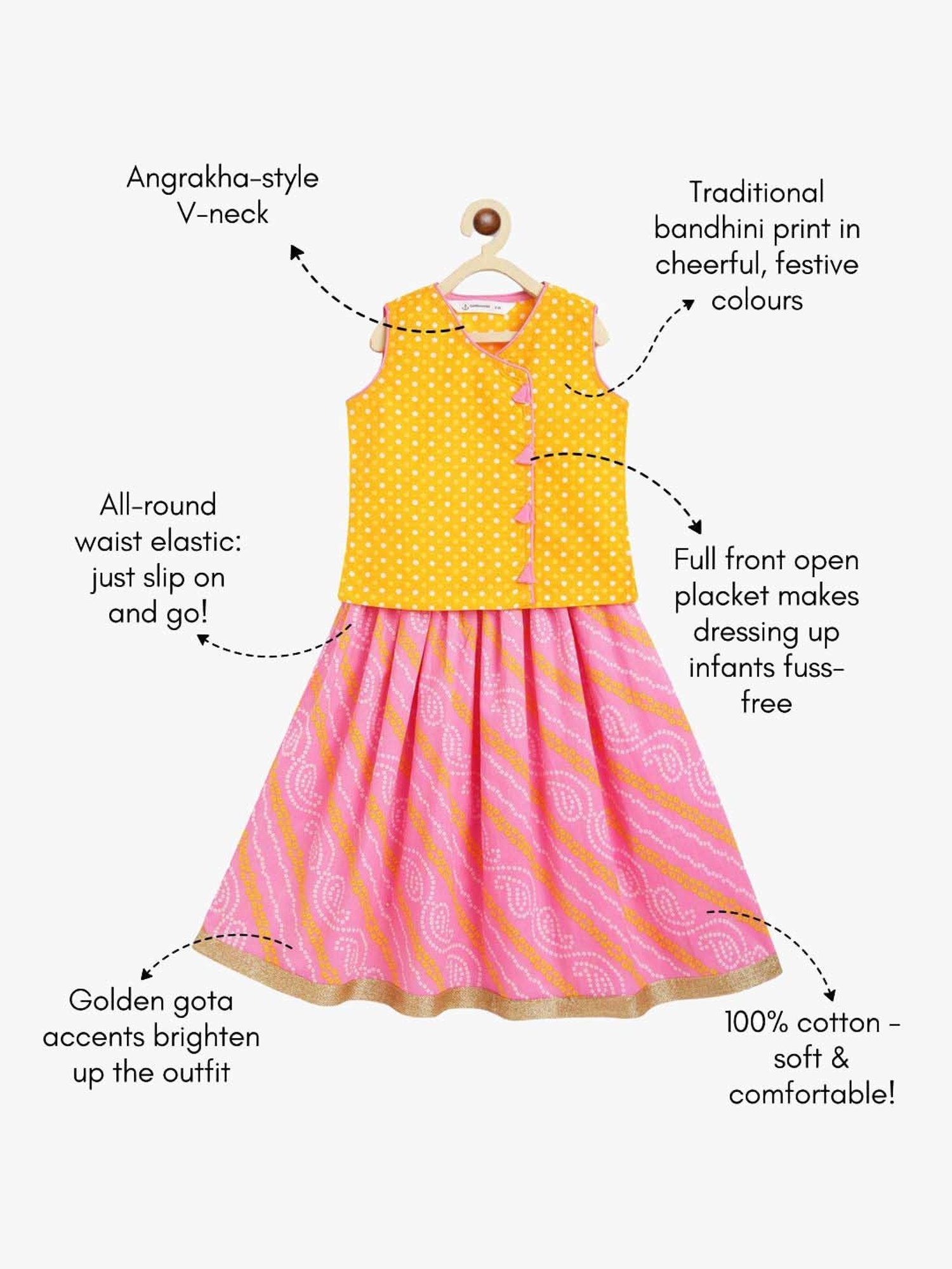 A Little Fable Kids Red & Beige Embellished Lehenga Choli