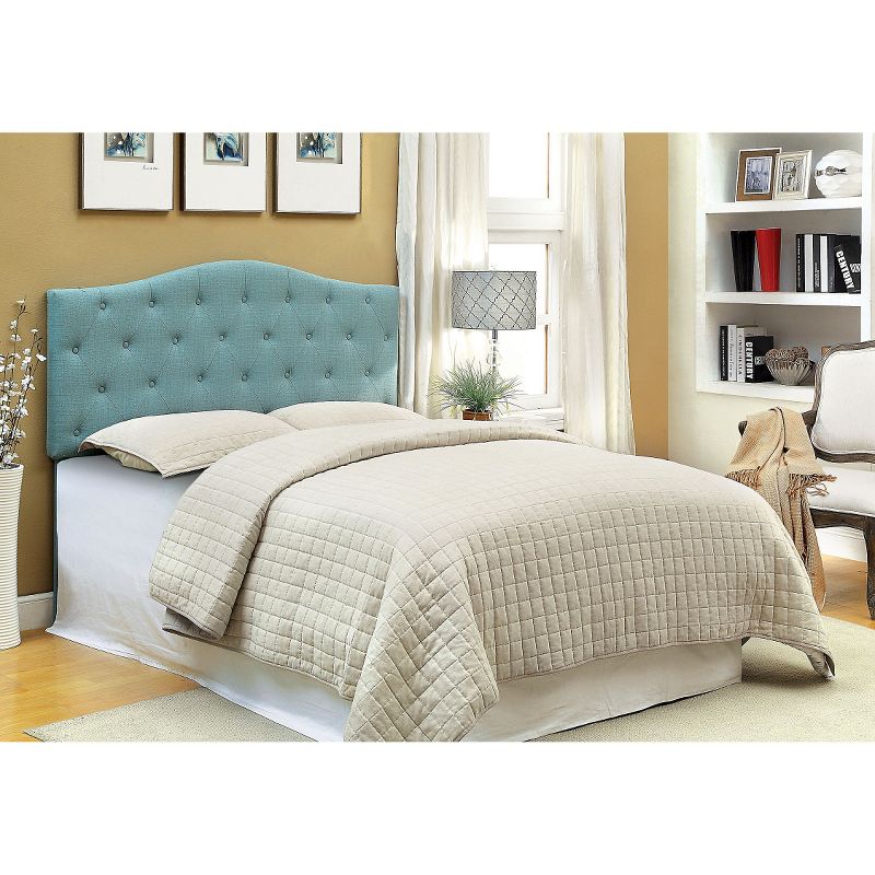Delphi Button Tufted Adjustable Linen Full/Queen Headboard Blue - miBasics
