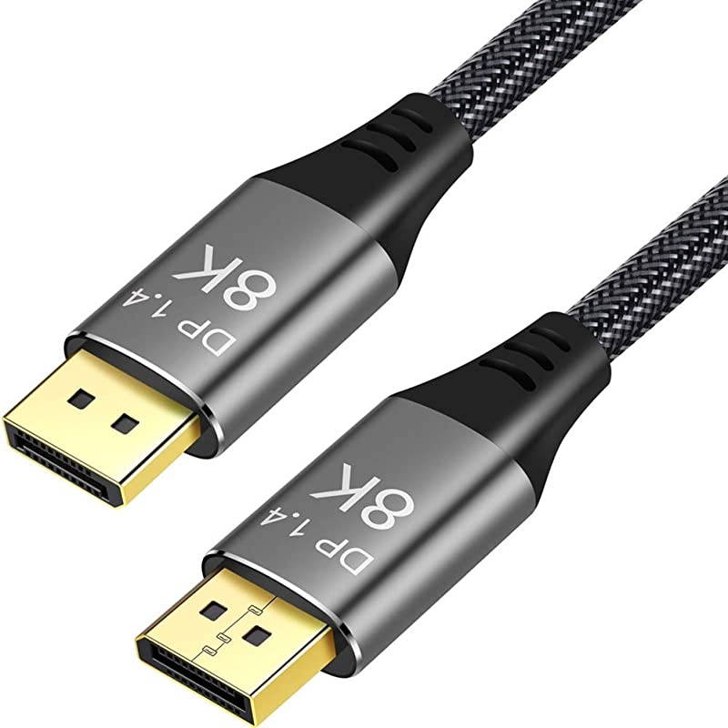 DisplayPort Cable Ultra HD 8K 4K Copper Cord DP 1.4 HBR3 8K@60Hz 4K@144Hz High Speed 32.4Gbps HDCP 3D Slim and Flexible DP to DP Cable 5m 16.5ft