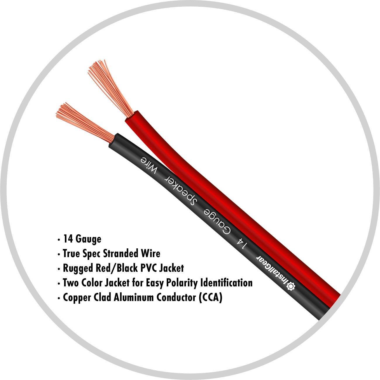InstallGear 14 Gauge AWG 100ft Speaker Wire Cable - Red/Black