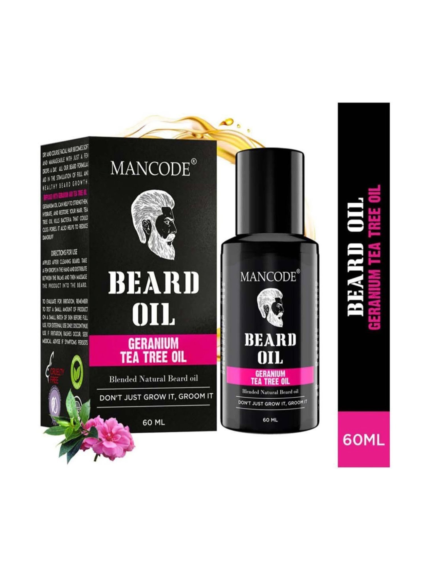 THE REAL MAN Beard Growth Oil 100 Percent Organic Beard & Moustache Hair Growth Oil - 50 ml